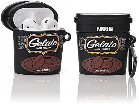 TAOCHEN Cute Silicone Funny Case Compatible with AirPods 2 & 1 - Shockproof Protection Cartoon Design Cover [Snack Ice Cream Series] (Ben-Jerry)