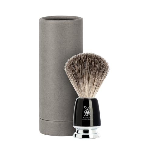 MÜHLE RYTMO Pure Badger Shaving Brush | High-Grade Handle with Chrome Accents | Luxury Shave Accessory for Men