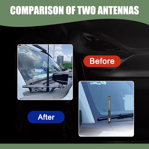 Crynod 1 PC Car American Flag Carbon Fiber Antenna, 4.7\" Short Long Radio Radio Antenna Patriotic Decoration, Polished Surface Metal Antenna Replacement with Copper Coil, Universal for Cars (Black) - Thumbnail 4