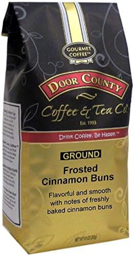 Door County Coffee - Frosted Cinnamon Buns, Sweet Cinnamon Flavored Ground Coffee - Medium Roast, 10 oz Bag