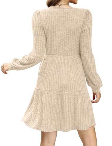 Image of Sampeel Womens Square Neck Long Sleeve Fall Dresses Casual Babydoll Sweater Dress