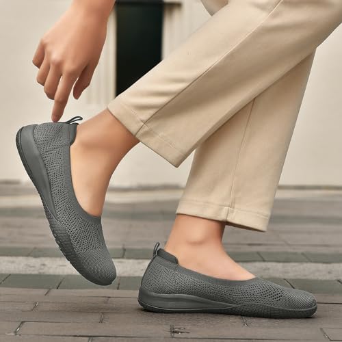 Image of LEDINEY Women's Flats Slip On Go Walk Shoes for Women Comfortable Walking Sneakers Knit Low Wedge Dressy Ballet Shoes Zapatos para Mujer