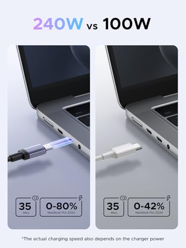 Image of UGREEN 240W USB C Cable 2-Pack, Fast Charging for Laptops & Phones, 10FT | Compatible with MacBook Pro /Air, XPS, ThinkBook, iPhone 17 /16 /15, Galaxy S26 /S25, Pixel 10 /9, iPad Pro, Steam Deck, Switch