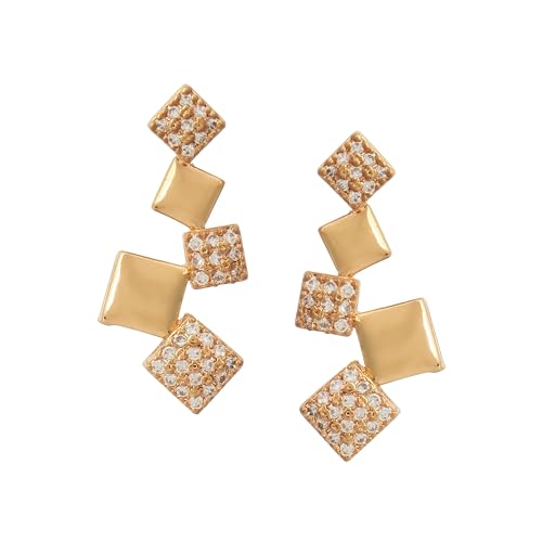 Image of Nilu's Collection Rose Gold Plated AD Stone Jewellery Set for Women, Girls | Special Ocassion, Wedding, Engagement, Dating | Anti Tarnish | Anti Allergy | Necklace and Earring Set | Gift for Her