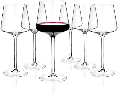 LUXBE - Crystal Wine Glasses Set 6, Red White Wine Large Glasses - 100% Lead-Free Glass - Pinot Noir - Burgundy - Bordeaux - 20.5-ounce