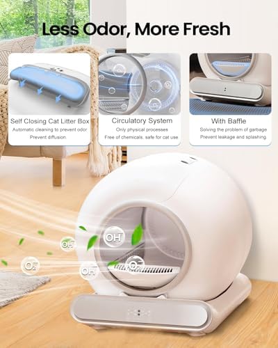 Bild 4 - Selbstreinigende Katzentoilette, Katzenklo Selbstreinigend Extra 65L/Abnehmbarer Sandkontrollkasten/APP-Steuerung Selbstreiniges Katzenklo/Automatische Elektrisches Katzenklo für Katzen