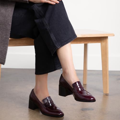 Image of SHODENSE Women Vintage Chunky Heel Loafers Pumps Platform Round Closed Toe Oxford Shoes Burnished Patent Matte Suede Slip On Dress Loafer Block Stacked Heels Office Formal Work Business 4-11 M US