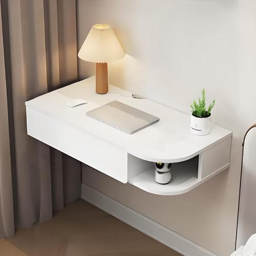 Wall Mounted Desk, Versatile Floating Desk with Drawers, Floating Nightstand