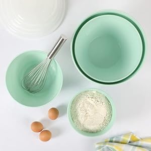 Martha Stewart Hoyt 8 pc Round Mixing Bowl Set wLid 62 QT 43 QT 28 QT 18 QT Martha Blue