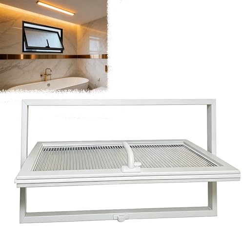 Bathroom Window Adjustable Ventilation, L40" x H18", White, Household Replacement Window with Tempered Glass, 360° Rotatable Decor Window for Basement Shower Stairway Garage