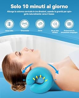 BLABOK Cuscino Cervicale con Trazione Ortopedica - Sollievo per Dolori Cervicali, Allineamento Colonna e Stretching del Collo, Dispositivo per Mal di Testa e Spalle Ingrinate
