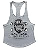 Musclealive Mens Bodybuilding Tank Top Stringer Vest Cotton Arch Man Grey M-( Chest 38 Inch to 42 Inch) #2