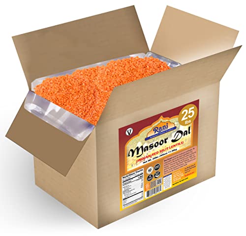 Image of Rani Masoor Dal (Indian Red Lentils) Split Gram 400oz (25lbs) 11.36kg Bulk Box ~ All Natural | Gluten Friendly | NON-GMO | Kosher | Vegan | Indian Origin