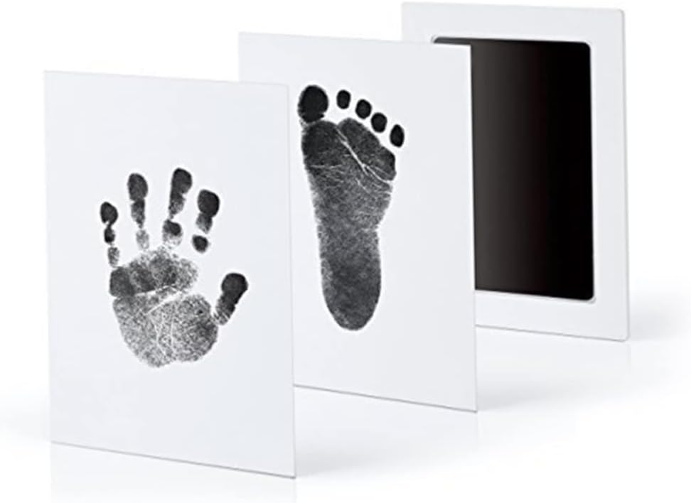 Milisten Baby Photo Frame Hand and Footprint Kit Personalized Wooden Frame Safe Ink Pad Baby Shower Decor
