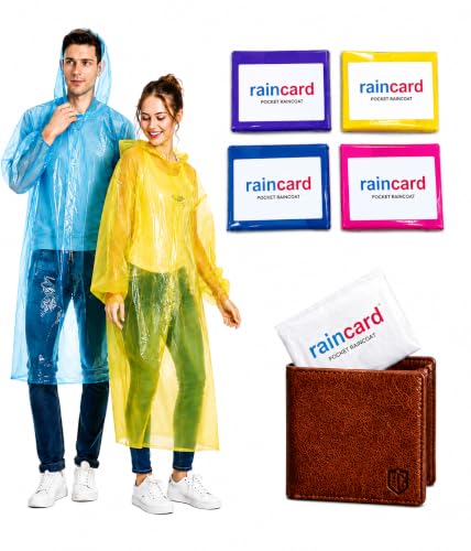 Image of Disposable Raincoat Poncho with Hood Raingear Smallest Pocket Size Travel Rainsuit Barsaati Water Resistant Rainwear for Men Women (Random, Pack of 2)
