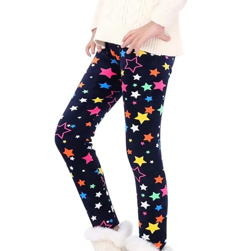 Girls Warm Fleece Lined Leggings Star Printed Thick Pants for Toddler Kids Fall Winter Thermal Tights Cotton Bottoms4