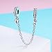 925 Sterling Silver Safety Chain Charm Bead Love Heart Flower Snowflake Bow Clear CZ Crystal Stopper Lock Clip Beads(C)