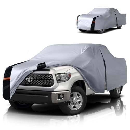 Image of Multi-Layer Toyota Tundra Truck Cover, Custom fit Tundra 2021-2026 Double Cab /CrewMax Cab SB(5.5'-6.5')Car Cover Waterproof All Weather, Full Exterior Cover Rain Wind and UV Protector With Door Zipper