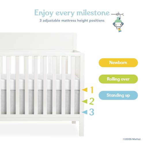 Image of Fisher-Price Meadowbrook 4-in-1 Convertible Full Size Baby Crib, Wooden Nursery Furniture, Converts to Toddler Bed with Guardrail, Daybed & Full-Size Bed, Greenguard Gold, BSA Certified, Cannoli Cream
