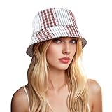 DOCILA Tartan Plaid & Stripe Bucket Hat Women Color Block Striped Patchwork Fisherman Hats Japanese Style Summer Sunshade Cap