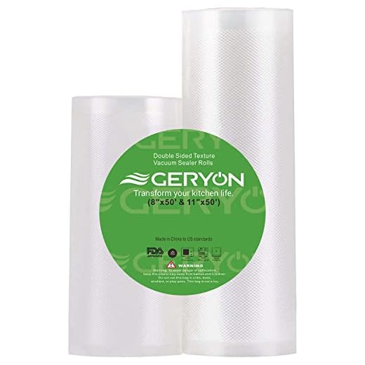 GERYON Vacuum Sealer Bags Rolls, 8x50ft & 11x50ft for Food Storage, Double Sided Texture, BPA Free, Heavy Duty, Great for Vacuum Seal storage, Meal Prep or Sous Vide