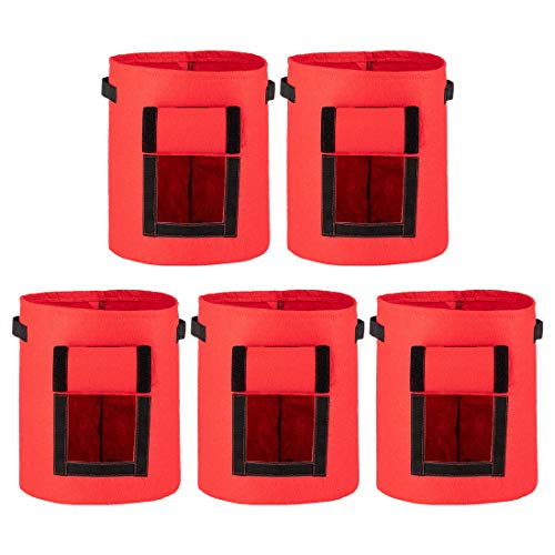 LVPY - Bolsa para plantas, 5 x 18 L, para patatas, con asas para patatas, tomates y fresas, en el jardín, balcón