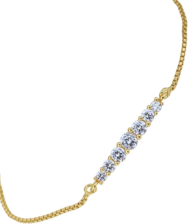 Vanbelle 18K Gold Plated Jewelry - Adjustable Bar Bracelet with Cubic Zirconia Stone - Beautifully Handcrafted - Hand Bracelet Jewelry for Women - 9" Long Extender - Image 2