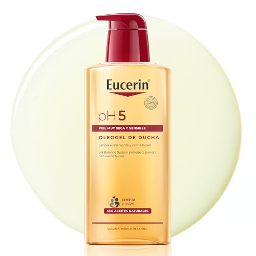 Eucerin pH5 Oleogel de ducha (400 ml), aceite limpiador corporal con aceites naturales para una limpieza diaria suave y nutritiva, aceite para ducha para toda la familia, piel seca y sensible