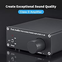 Fosi Audio V1.0B Stereo Verstärker Lautsprecher 50 W x 2, 2 Kanal Audioverstärker Mini-HiFi-Klasse D Integrierter TPA3116- mit 19 V, 4,74 A Netzteil – Ansicht 2