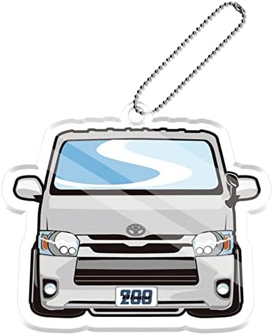 Amazon Nexusjapan ハイエース0系 5型 4型 3型後期 3型前期 2型 1型 キーホルダー シルバーマイカメタリック 愛車 デフォルメ イラスト アクリルキーホルダー くるま かわいい ストラップ 納車記念 アクセサリー デザイン01 印刷 車 バイク 車 バイク