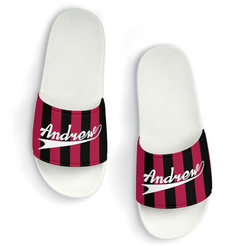 Custom Sports Slides Personalized Slippers - Baseball Sandals Quick Drying Softball Slippers Indoor Outdoor,Gifts for Men Youth Boy (White,Style 40)