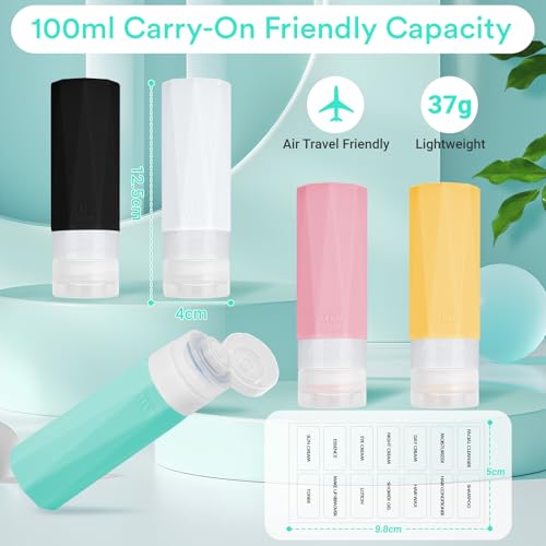 Flacon Voyage Avion 100Ml : Alyvisun 5 Pièces Flacon Voyage en Silicone, Anti-Fuite Contenant V... – Image 2