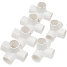 Bwintech 6 Pcs 25MM 3/4" 4 Way Cubic Tee Slip Connector PVC-U Fitting Elbow Coupling Connector Garden Water Pipe Connection
