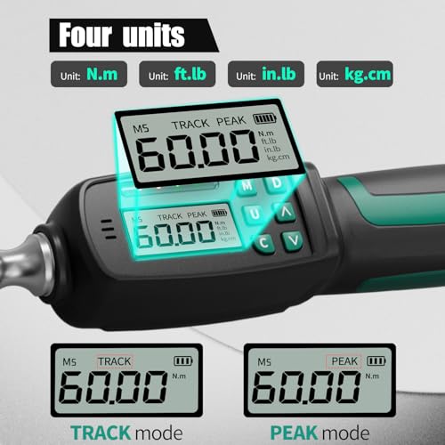 XLIT 3/8” Digital Torque Wrench, ±2% Accuracy (2.2-44 ft-lb), Real-Time Buzzer & LED Alerts, 4 Universal Units, Industrial CR-V Steel, Calibration Report & Protective Case - Car, Motor, Bike Repair - Thumbnail 4