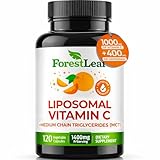 ForestLeaf Liposomal Vitamin C 1400mg Capsules | High Dose Vitamin C Liposomal Supplement w Coconut Oil Fatty Acids | Fast Absorption | Immune Support, Antioxidant, Collagen Production | 120 Vegan Cap