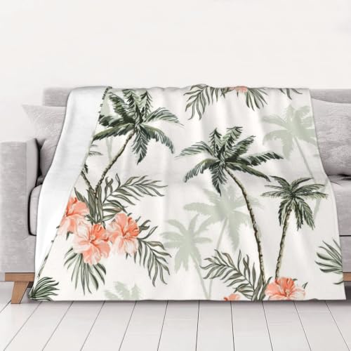 Couverture flanelle palmiers douce au toucher velours premium