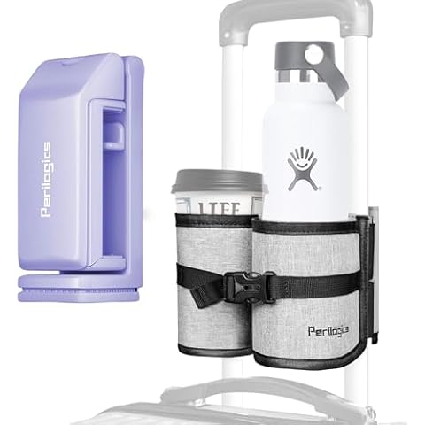 Perilogics Hands-Free Travel Accessory Bundle Travel Phone Holder Plus Luggage Travel Cup Holder. Cover