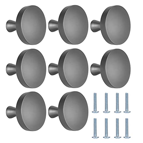 HighlyKing 8 pomos para cajones, de aleación de zinc de 30 mm, color gris mate, para armarios, tiradores de muebles con (8 unidades, mate) Cover