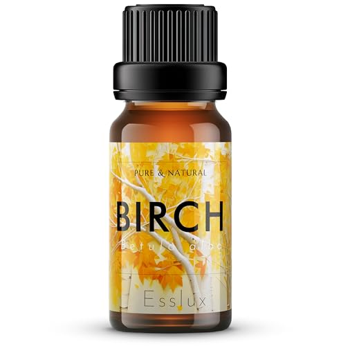 Image of Esslux Birch Essential Oil for Diffuser & DIY | 100% Pure Birch Oil for Massage, Aromatherapy, Candles & Soap Making | Crisp & Refreshing Scent, 10 ML