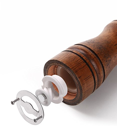 Topelec 8 Inch Klassieke Houten Zout en Peper Mill Massief Eiken Houten Peper Molen met Sterke Verstelbare Keramische… - Image 7