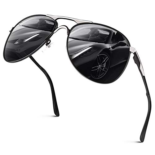 GQUEEN Gafas de Sol Hombre Polarizadas Clásico Aviador Protección UV400 Retro Piloto Metal