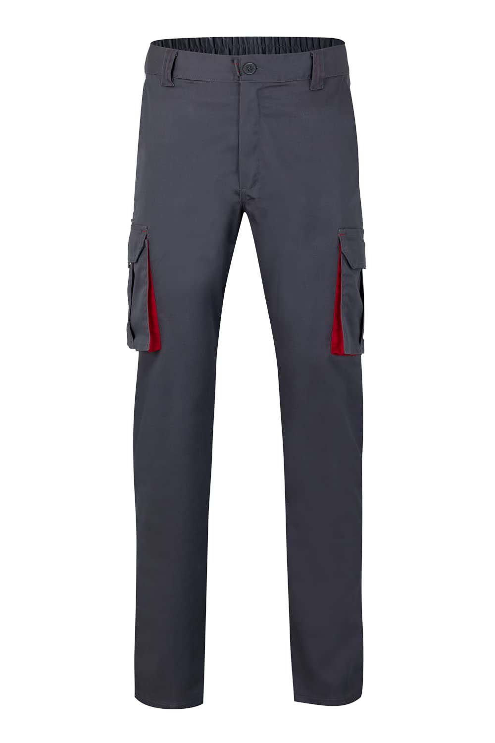 Velilla 103024S; Stretch-Hose mit mehreren Taschen; Farbe Grau und Rot; Größe 52