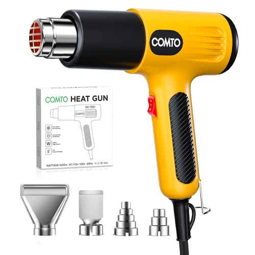 COMTO Heat Gun 1600W Hot Air Gun with 2 Heat Settings Yellow