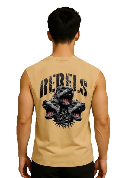 Image of JUGULAR Tank Tops Sleeveless T-Shirt for Men Gym Wear Vest Printed Stylish Round Neck Running for Sports Workout Fitness & Casual or Beach Wear