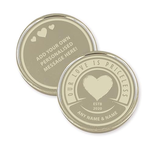 Priceless Love Coin - Heart: Engraved Keepsake Gift, Personalised Message, Custom EDC Token, Gift for Valentines and Anniversary