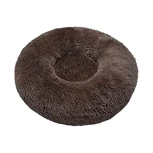 buzhi Fluffy Plush Round Pet Bed Self-Warming Cat Bed Pad Cat Cushion Bed with Anti Slip Bottom Soft Winter Washable Cat Bed Mat for Indoor Cats Dogs