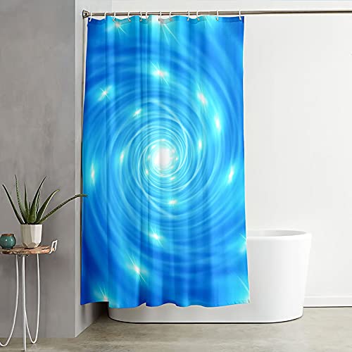 Rideau de douche polyester 180x200cm bleu décor nébuleuse pour salle de bain