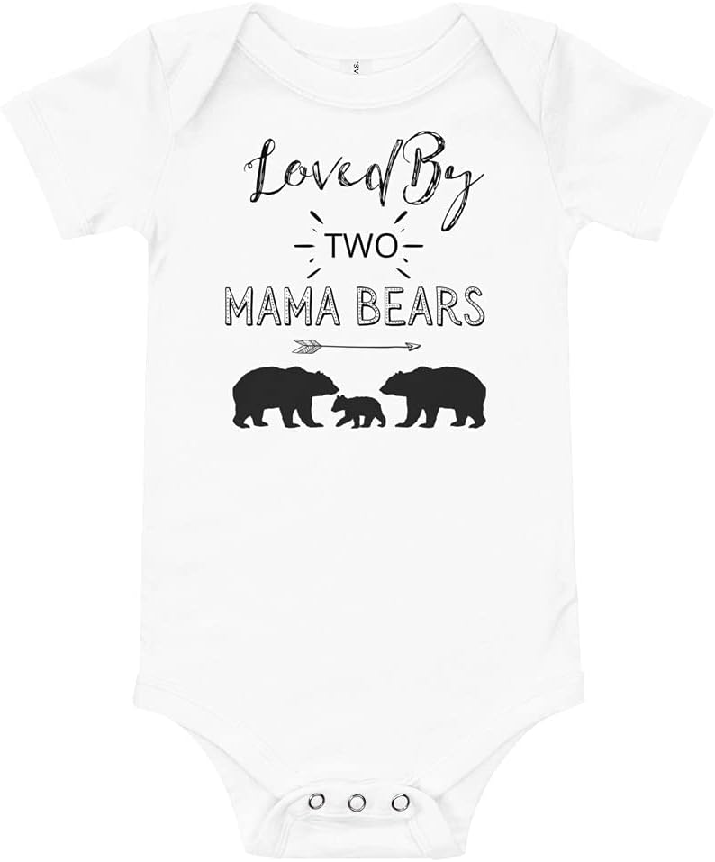 Two Moms Baby Bodysuit Loved by Two Mommies Baby Outfit LGBT Lesbian Moms Baby Clothes Two Mama Bears