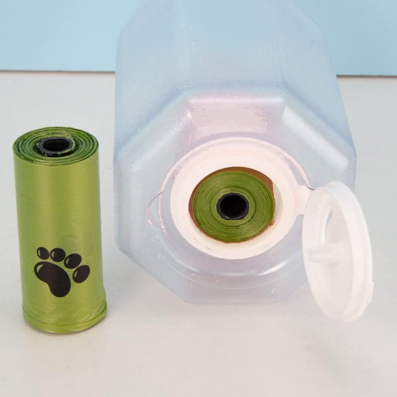 Miniatura 7 de Botella de agua para perros, contenedor portátil de almacenamiento de alimentos de viaje y ranura para bolsa de excrementos y cuencos de agua