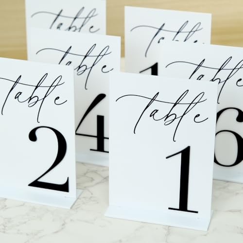 Numéros de table acrylique 1-20 avec supports pour réception de mariage